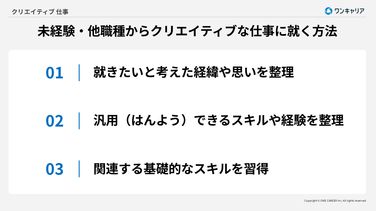 未経験あるいは他職種からクリエイティブな仕事に就く方法3つ