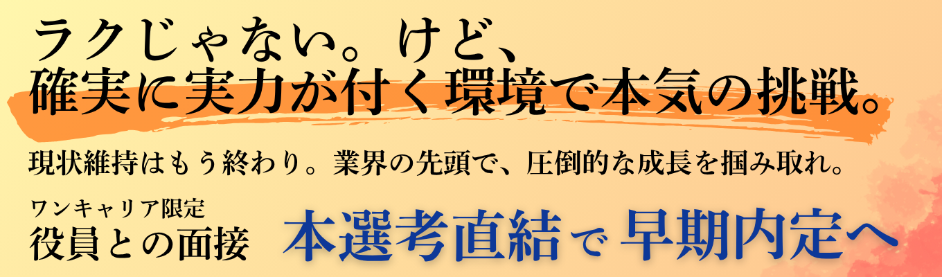 ★いきなり面接へ★【ワンキャリア限定/本選考直結】業界TOP企業の役員との1対1面接募集