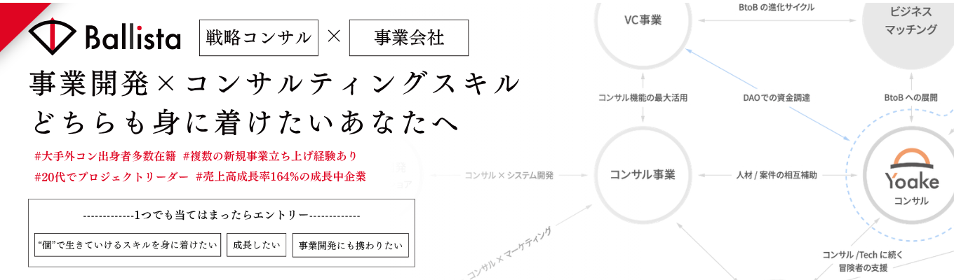 【デロイト/Pwc/リクルート出身者が経営｜プレエントリー】＜戦略コンサル×事業会社＞事業開発×コンサルティングスキルどちらも身に着けたいあなたへ#複数の新規事業立ち上げ#元Big4出身の経営メンバー