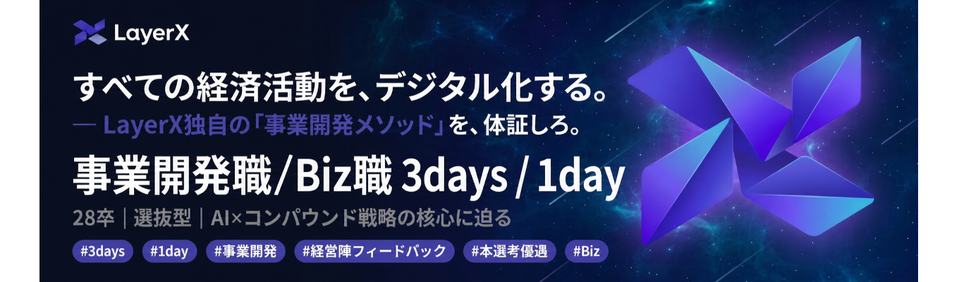 【早期選考直結｜ES免除｜1day】調達総額150億円・4年で8プロダクト。急成長AIカンパニー LayerXの最先端プロダクトが顧客の業務を変える瞬間を体感する、ビジネス総合職ワークショップ