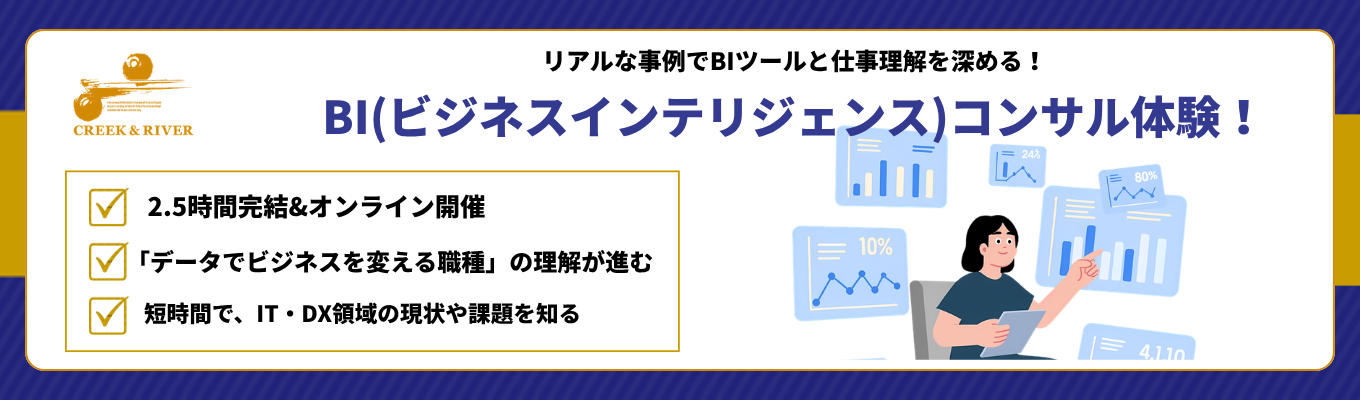 【BI（ビジネスインテリジェンス）コンサル体験！】データでビジネスを変える！データ活用に必須のBIツールについて学べる★2.5時間完結