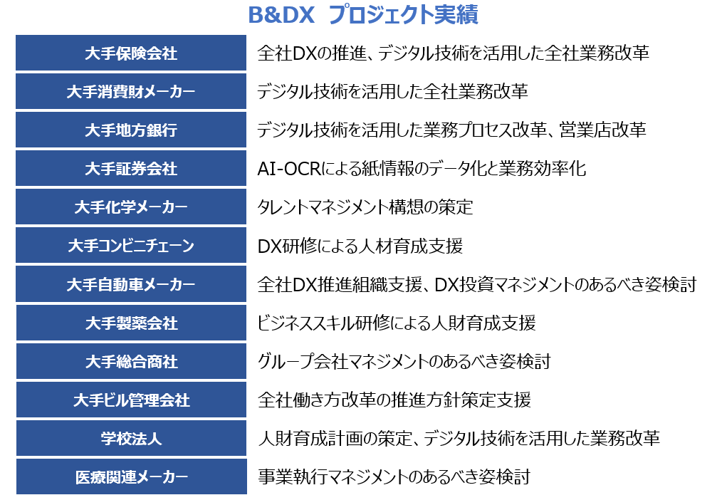 B&DXのプロジェクト実績