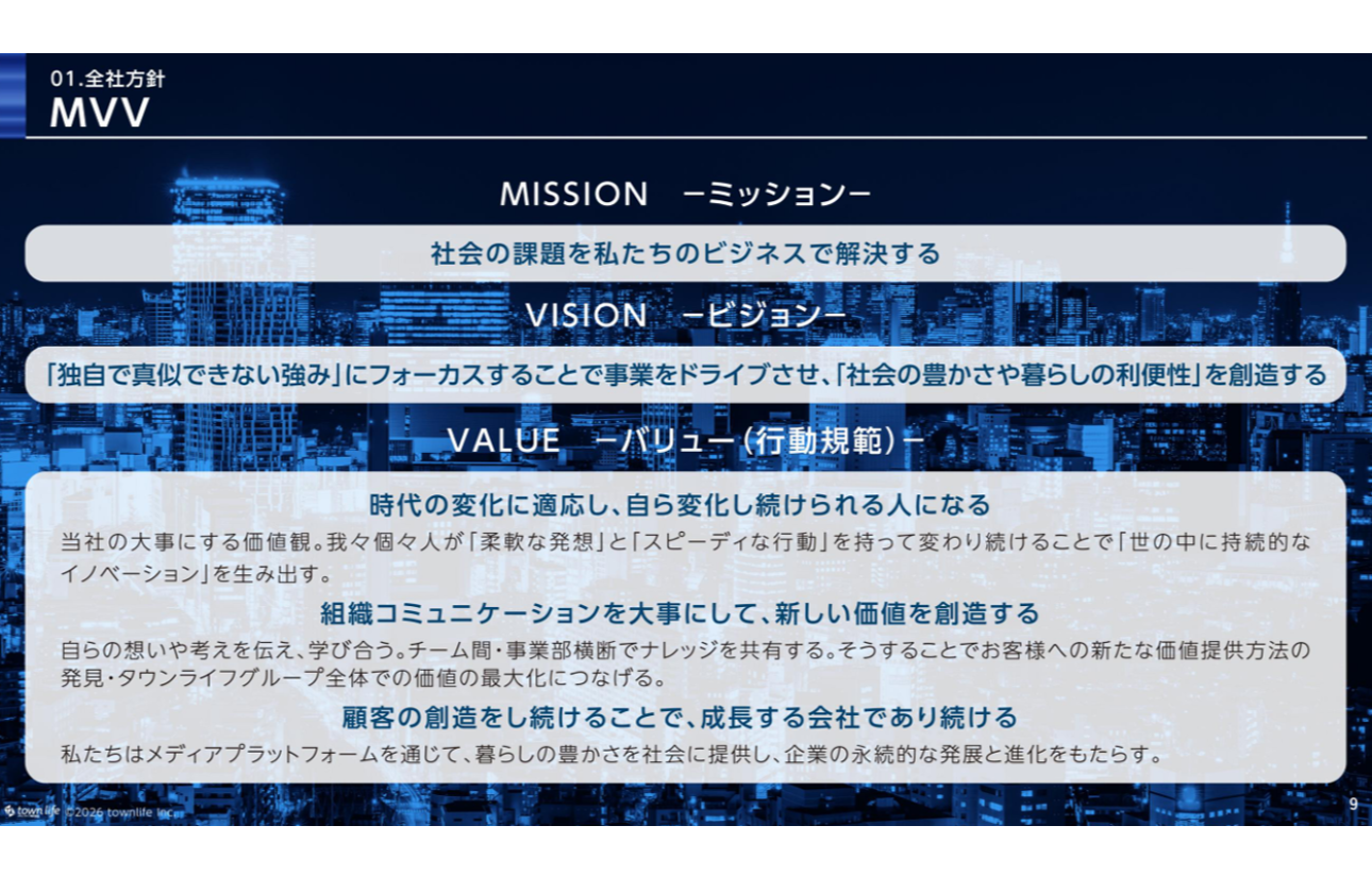当社の3つの価値観として【MVV】を紹介