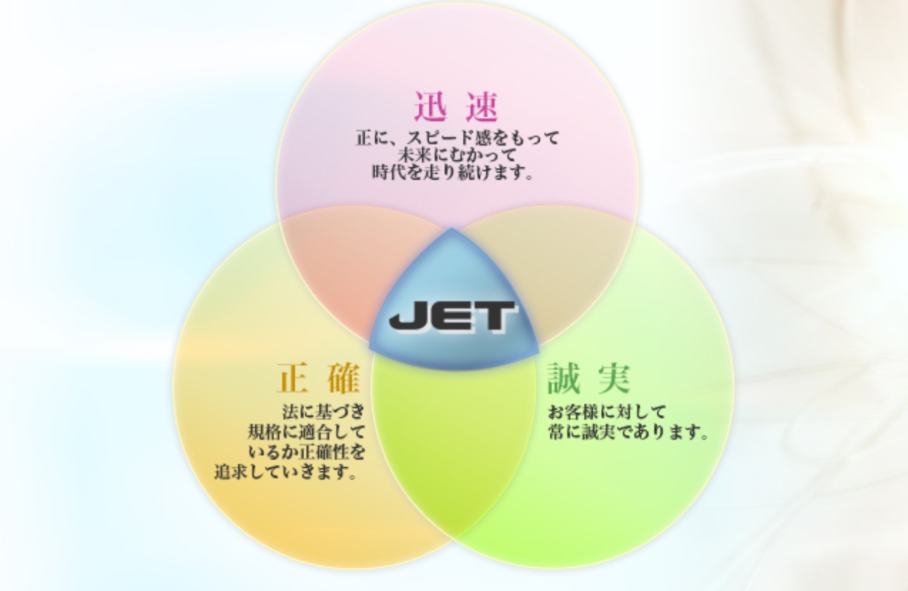 JETは「誠実・正確・迅速」をキーワードに常に消費者の電気製品の安全性を確保する、第三者認証機関です。