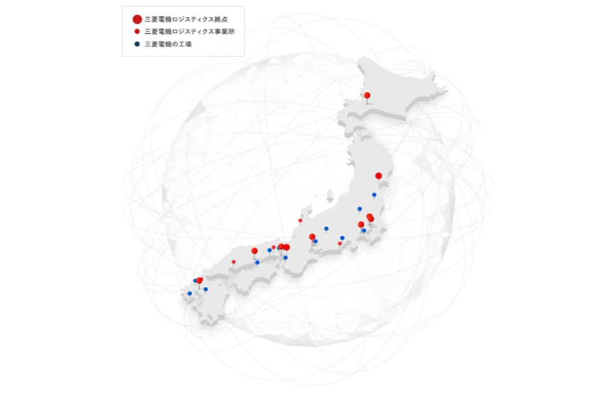 三菱電機の生産拠点と連携する国内物流ネットワーク